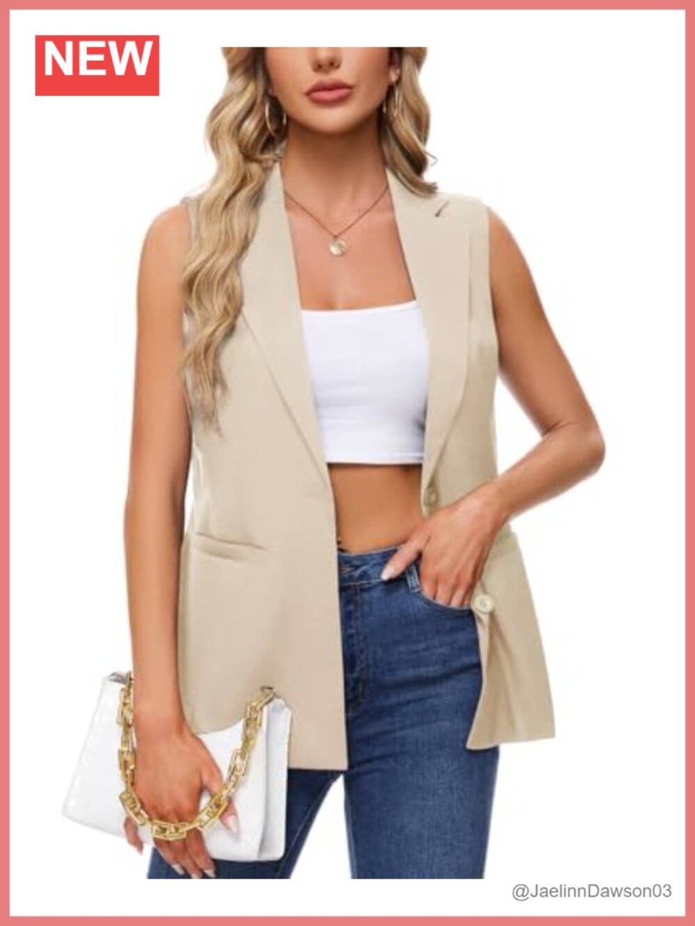 Sleeveless Vest Blazer Women Business Casual Work Office Suit Jacket